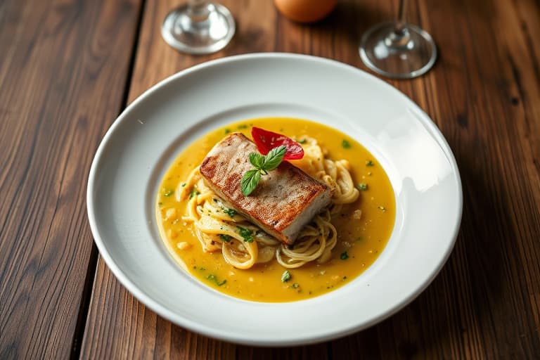 Røstet laks med oliven- og sennepssmør og orzo