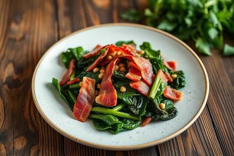 Collard Greens med rødløk og bacon