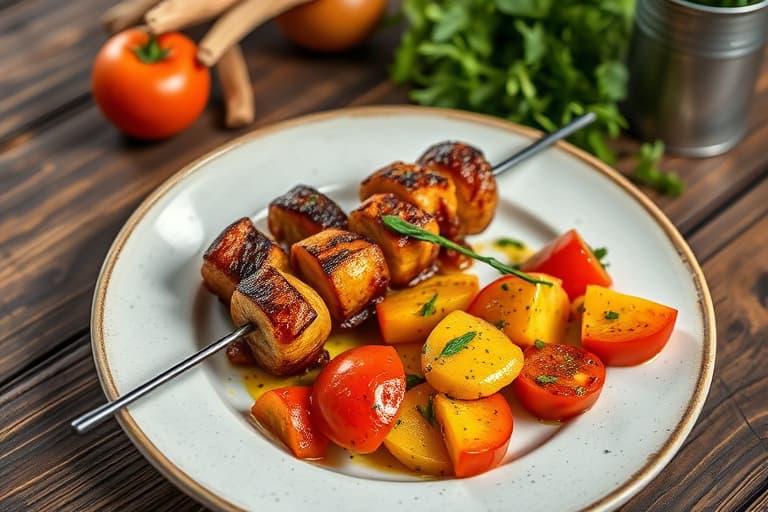 Kebaber med urter, tomat og squash