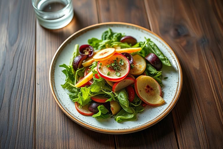 Mesclun-salat med trøffelvinaigrette