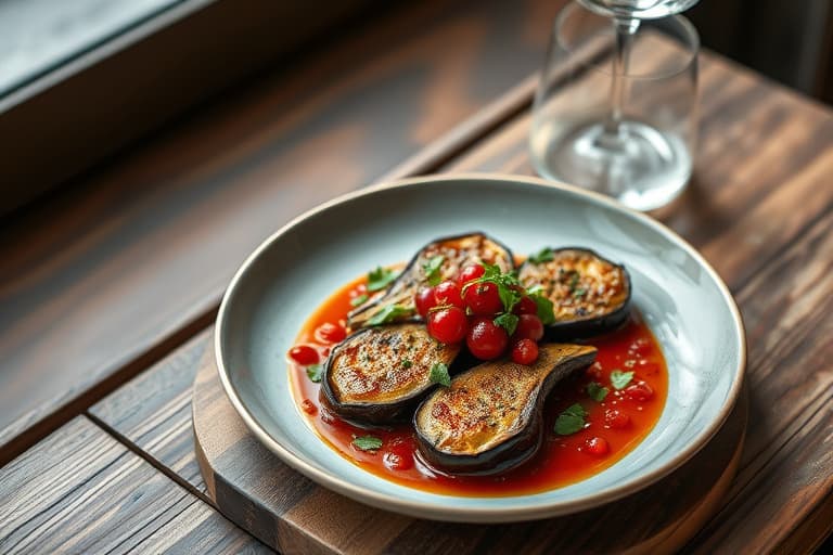 Eggplant med cumin, granateple og koriander