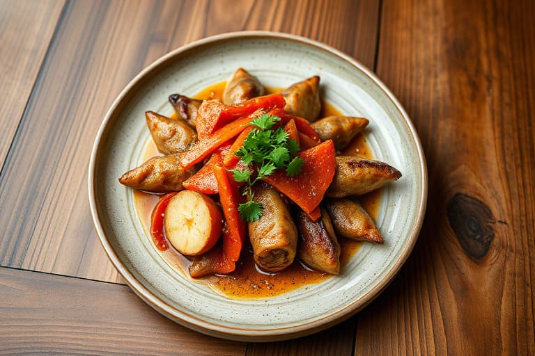 Krydret wok-reker med kokosris