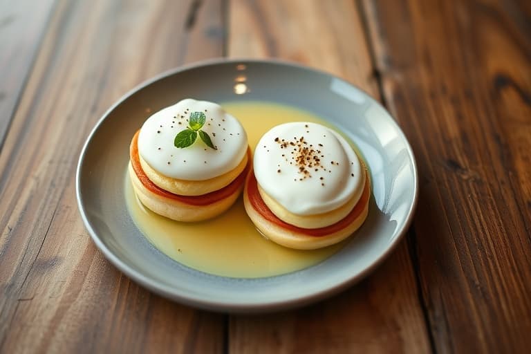 Lemon Blinis med kaviar og vårløk Crème Fraîche