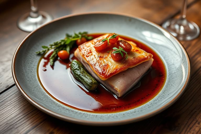 Langtidsstekt laksfilet med rødvinsglasur