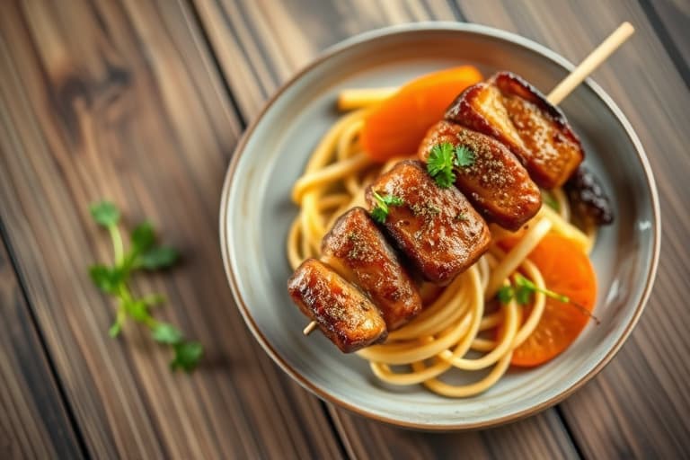 Kylling- og soppkebab i pitabrød