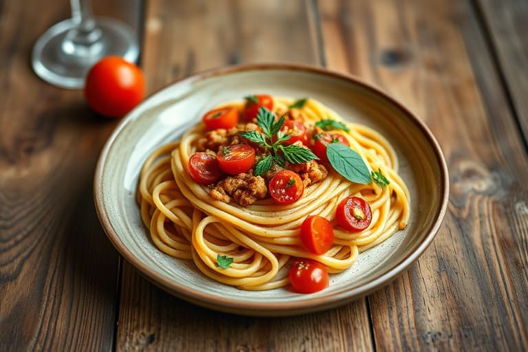 Urte- og tomatsuppe med pasta