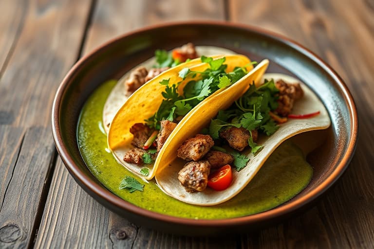 Tacos med svinekjøtt i grønn saus (Tacos de cerdo en salsa verde)
