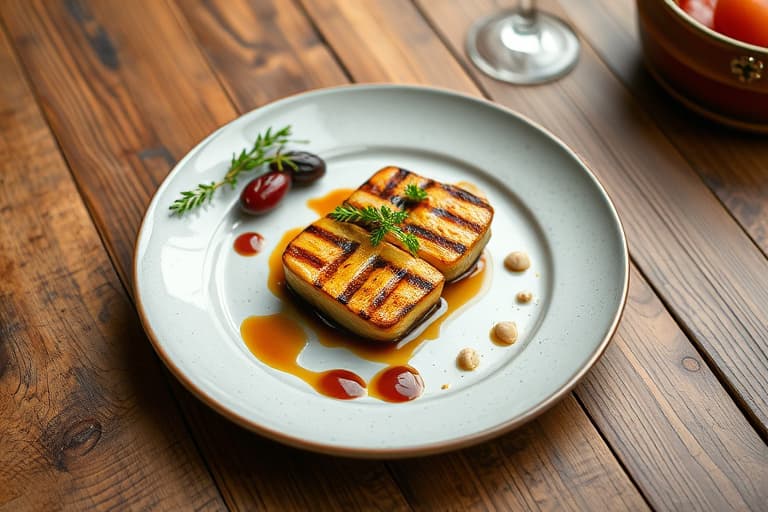 Raskt saltede grillede svinekoteletter med treviste og balsamico-glaze