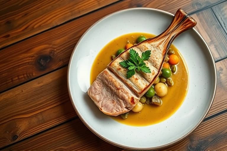 Stekt hake med småpoteter og grønn saus