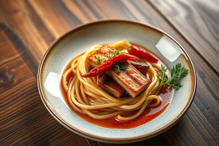 To ganger kokt femkrydret lam med røde chili