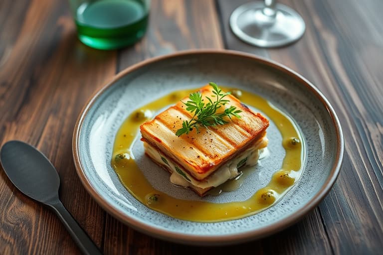 Bakt ørret med spinat- og smørsauce