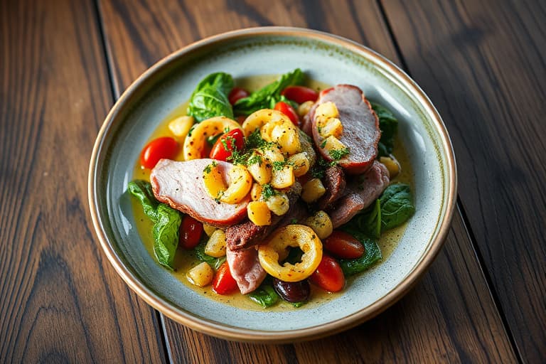 Ham og vårsalat med vår- og løkvinaigrette