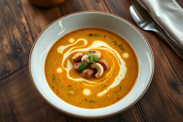 Blomkål- og cashew-suppe med sprøtt bokhvete