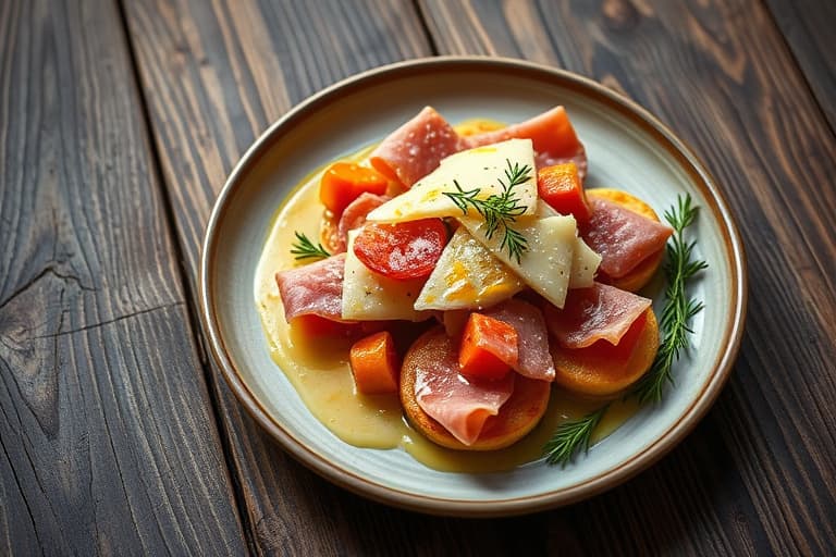 Parmesan-ristet brød med prosciutto og fikenmarmelade