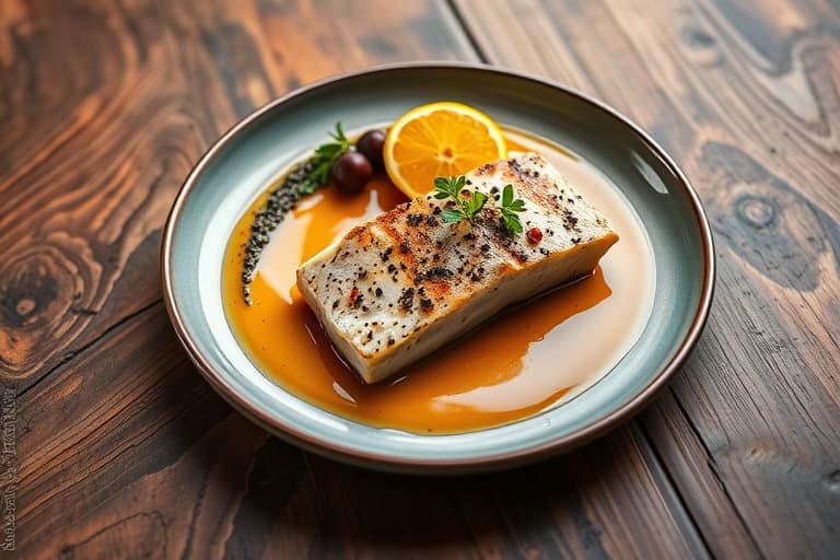 Sitrusmarinert svinefilet med fersken- og sennepssaus