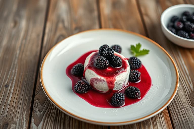 Blackberry Semifreddi med valnøttmeringue