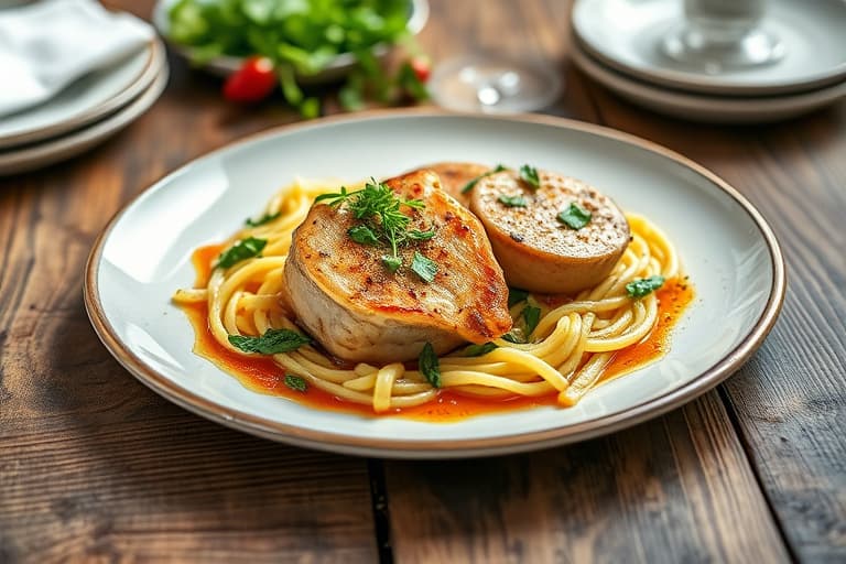 Pepper- og korianderrøkte kamskjellspyd med estragonsalat