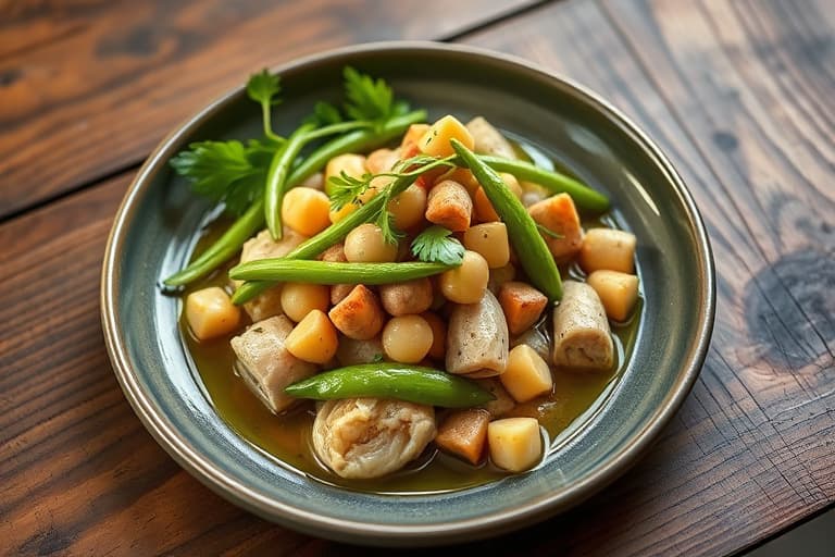 Baby lima bønner og mais i gressløkskrem