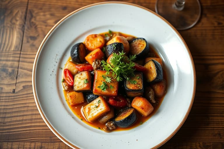 Ristet aubergine- og syltet rødbetesmørbrød