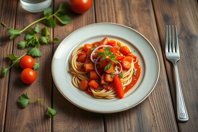 Rød paprika- og tomatsalat