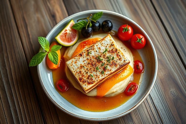 Kylling fylt med svinekjøtt i cherrytomater