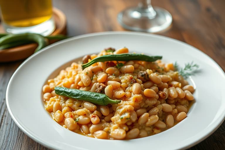 Butter Bean-risotto med kål og stekt okra