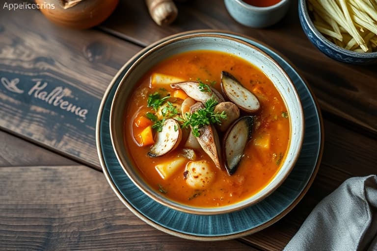 Krydret og syrlig soppsuppe (Tom Yam Hed)