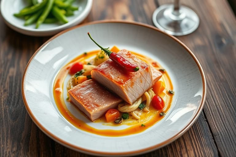 Langtidsstekt laks med fennikel, sitrus og chili