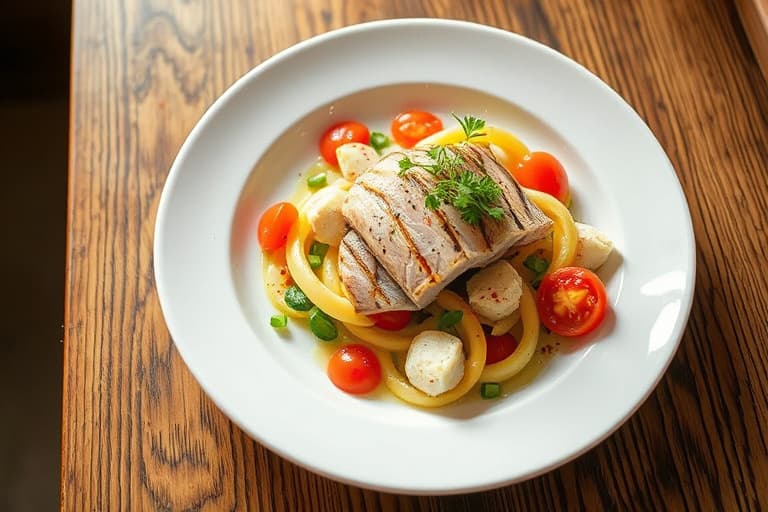 Fersk lakse-salat med kikerter og tomater