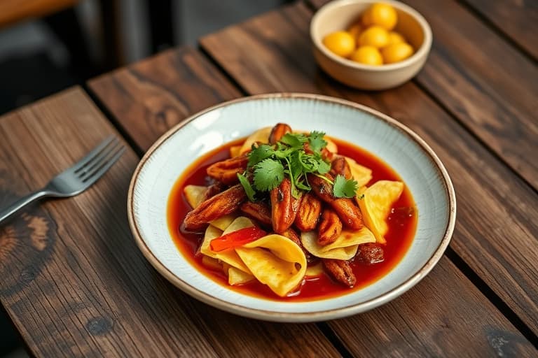 Brennede Padrón-chili og blekksprutssalat