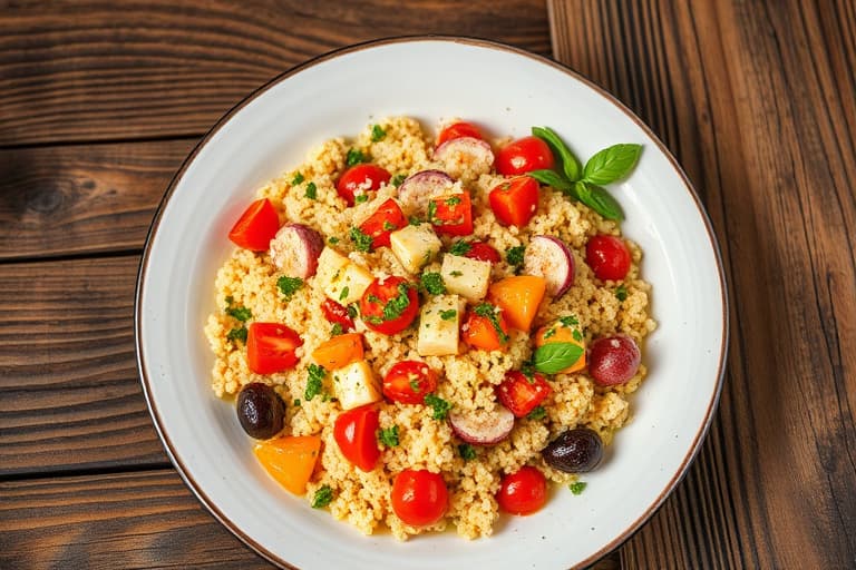 Mediterransk couscous- og linse-salat