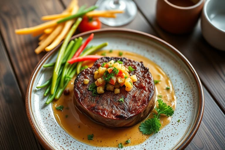 Ribbe-Steak med kikerter- og grønnbeansalat