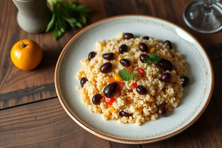 Couscous med klementiner, kikerter, oliven og dadler