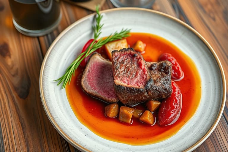 Bison- og rødvinsgryte med kjøttdeig og potetmos