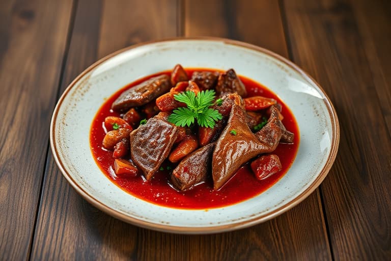 Strimlet okse i guajillosaus (Carne Deshebrada en Salsa Roja)