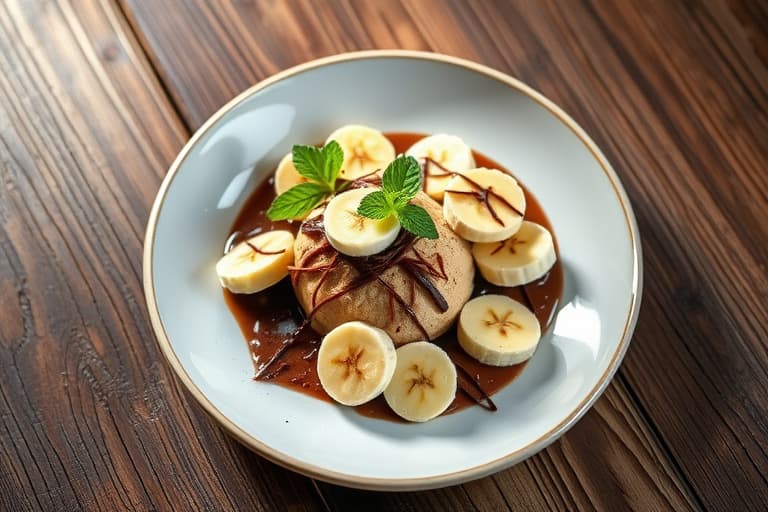 Sjokolade-, mandel- og bananparfaiter