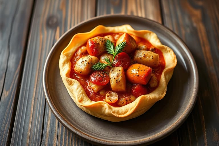 Krepse- og tomatétouffé i puff pastry-skåler