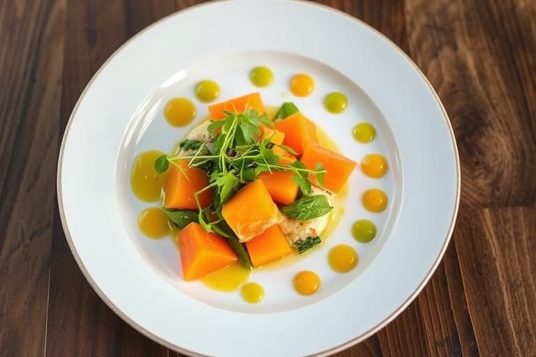 Belgisk endiv, Fuyu-persimmon og babyspinat-salat med honning-sennepsvinaigrette