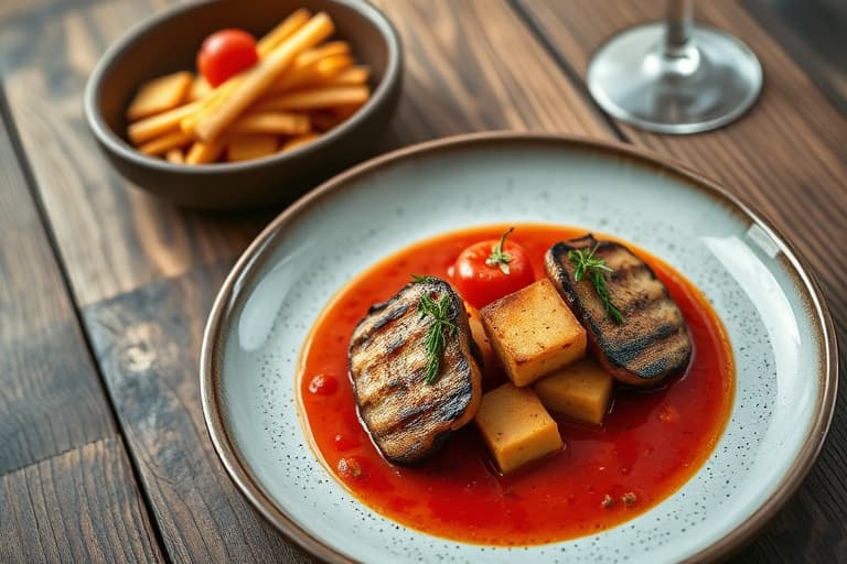 Fylte artisjokker med rød peppersaus