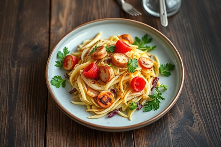 Syrlig grillede kålslaw med rosiner og valnøtter