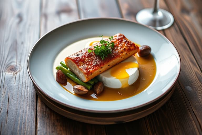 Skivet ovnsbakt skinke med camembertsaus