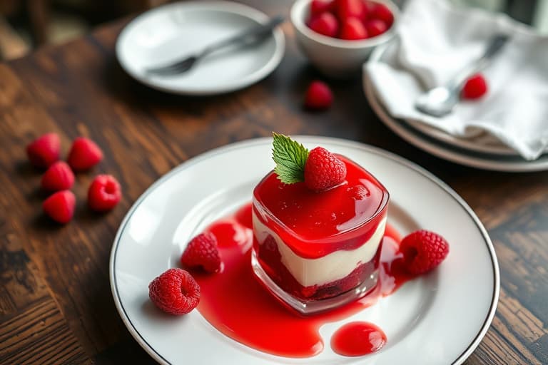 Raspberry Jell-O-parfait