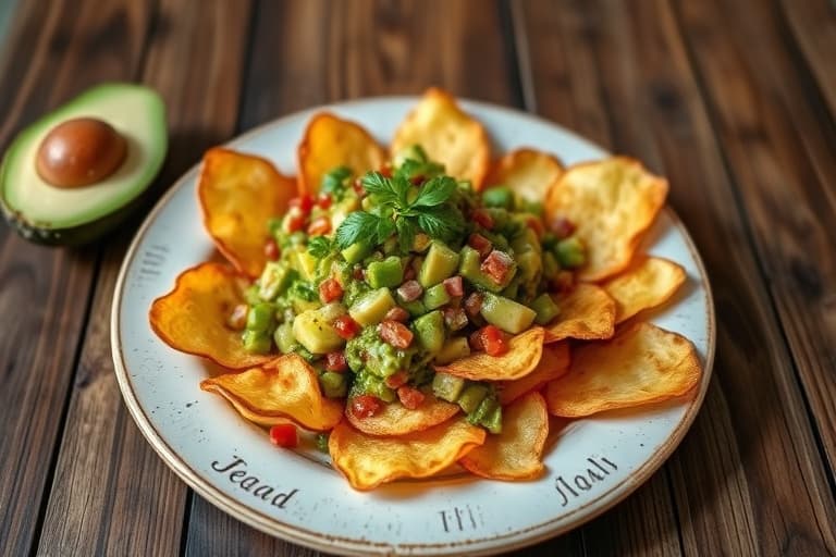 Avocado- og jícama-salsa med yuka-chips