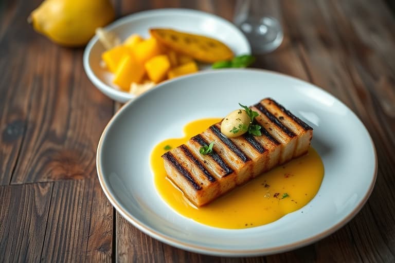 Grillede plommer med mangosorbet