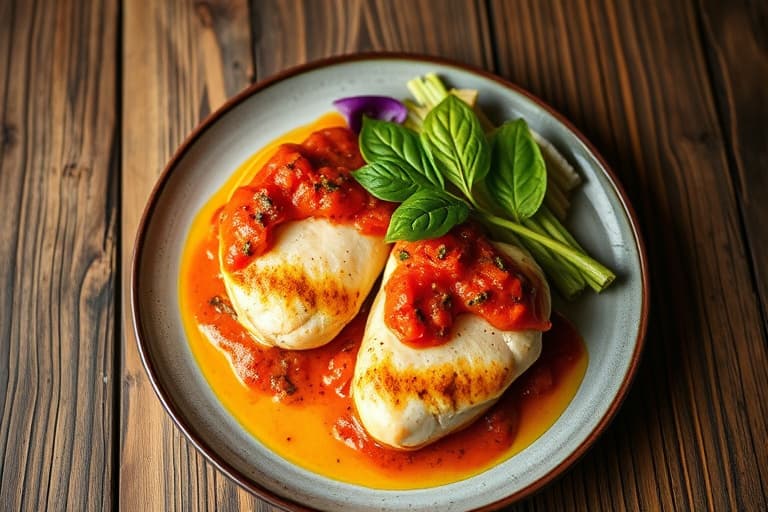 Poached Chicken Breasts med ruccolapesto
