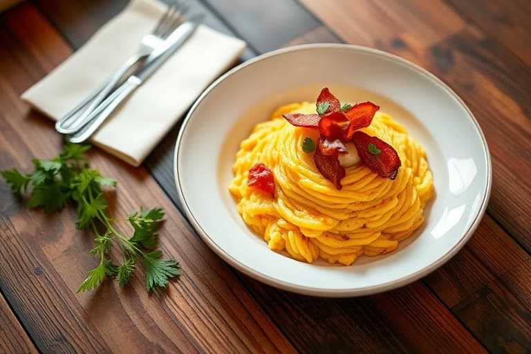 Bakt polenta med løk og bacon