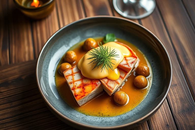 Hoisin-glasert svinekjøtt med sopp og grønne bønner på nudler