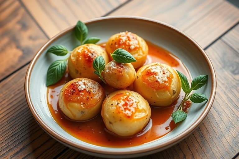 Dobbelbakte poteter med basilikum og rømme