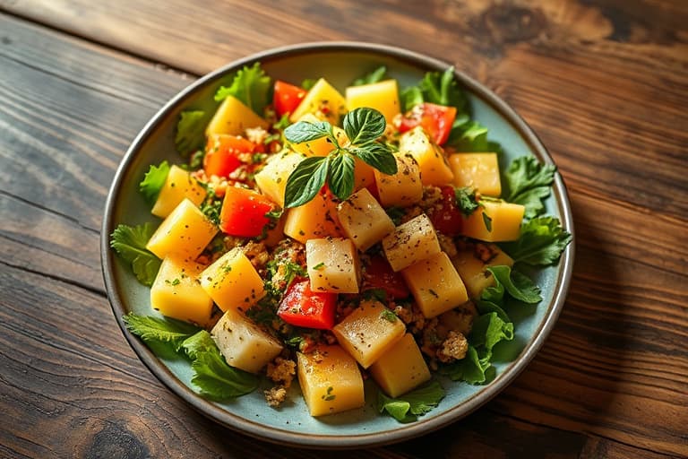 Melonsalat med ruccola, fennikel og marjoraan