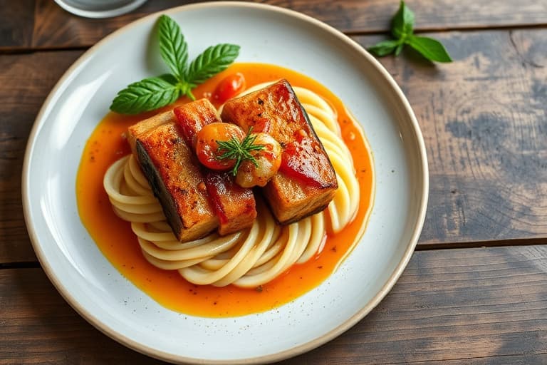 Reker i en stekepanne med kremet tomat- ouzosaus